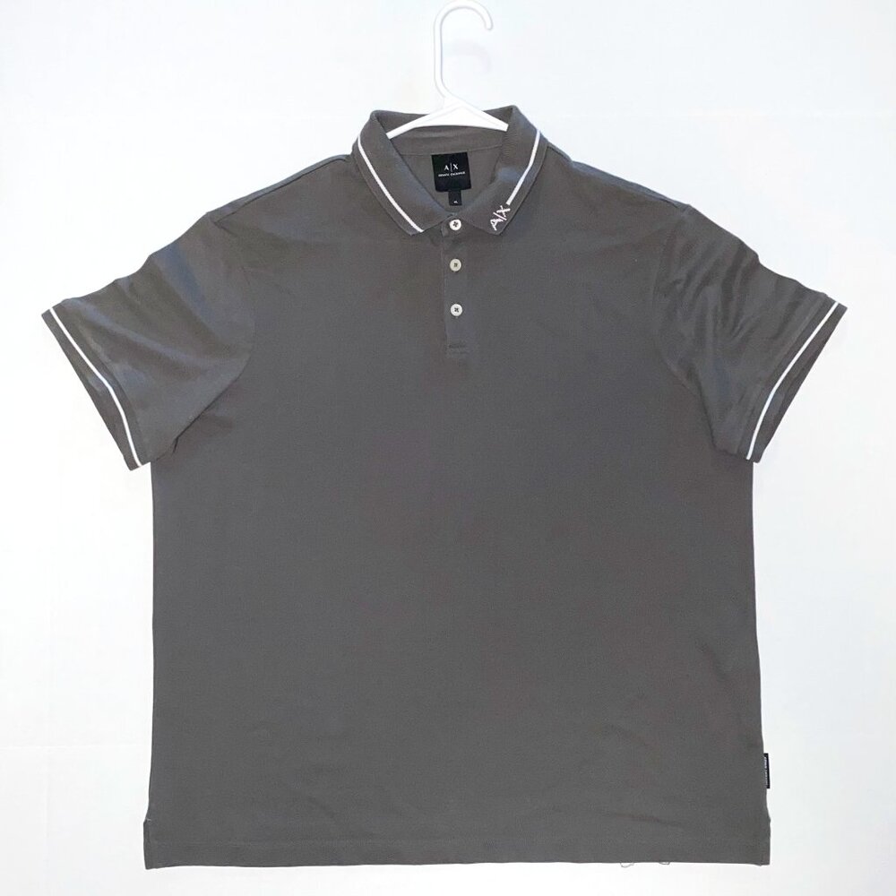 Armani Exchange, Gray custom fit polo shirt, Men’s Size XL